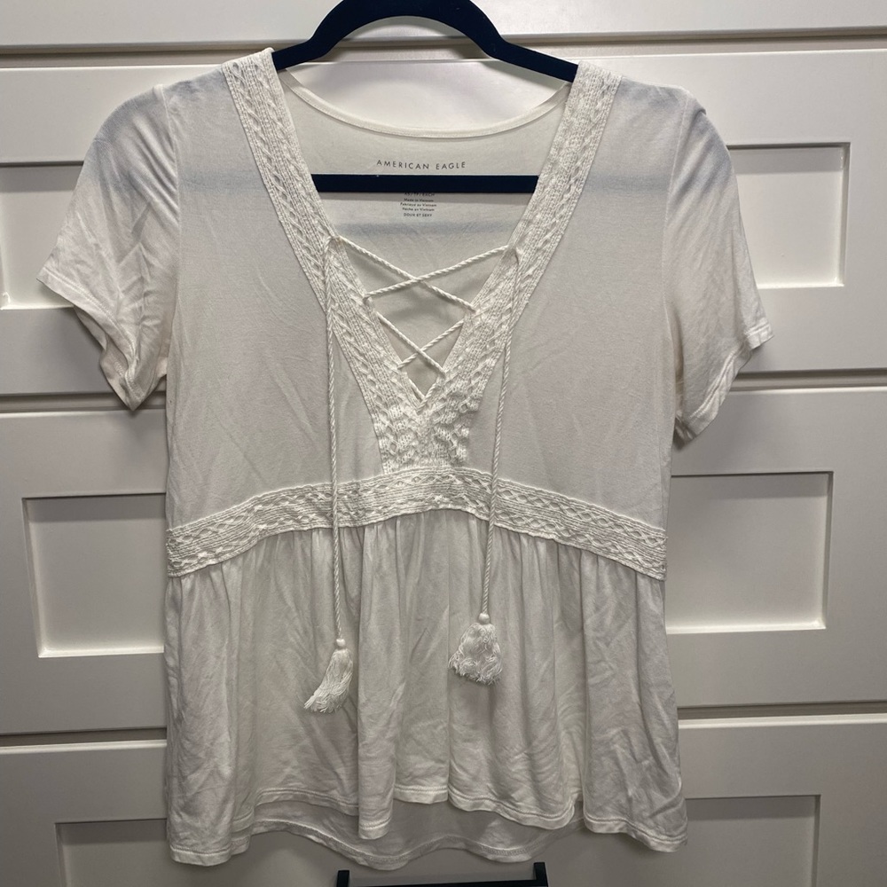 American Eagle Lace Up Top